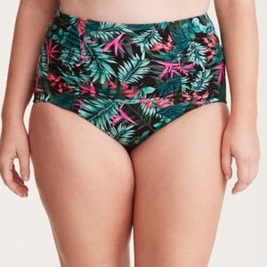 Torrid TROPICAL RUCHED HIGH WAIST SWIM BOTTOM